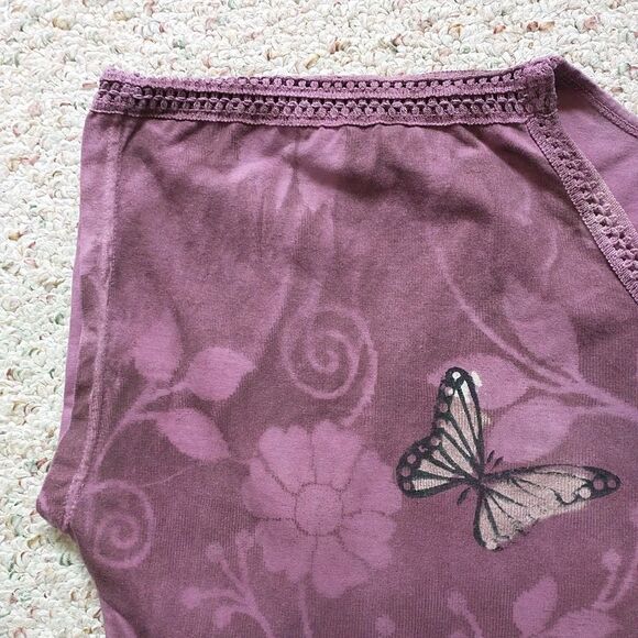 Greater Good Tank Top Womens 3X Purple Tie Dye Butterfly Layered Fairy Hippie - Picture 2 of 9